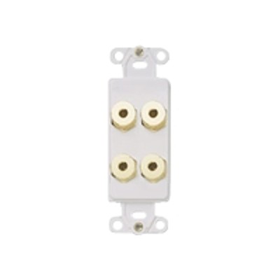 Cables To Go 03964 Dual R L Banana Jack Pass Through Decorative Style Wall Plate White Modular insert banana X 4 white
