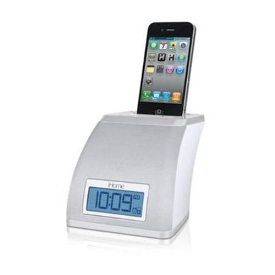 Spacesaver App-friendly Alarm Clock for iPhone and iPod - White - (30-pin Connector)