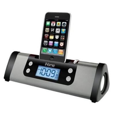 Portable Alarm Clock Stereo Speaker System for iPhone or iPod