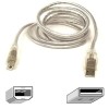 USB-A/male to 4 pin USB-B/male cable   10 ft  shielded  Clear Blue Ice Color