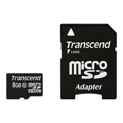 Transcend TS8GUSDHC10 Premium Flash memory card microSDHC to SD adapter included 8 GB Class 10 133x microSDHC