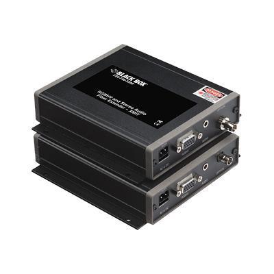 Black Box AC1020A RGBHV Stereo Audio Fiber Extender Monitor audio extender up to 18.6 miles 1310 nm