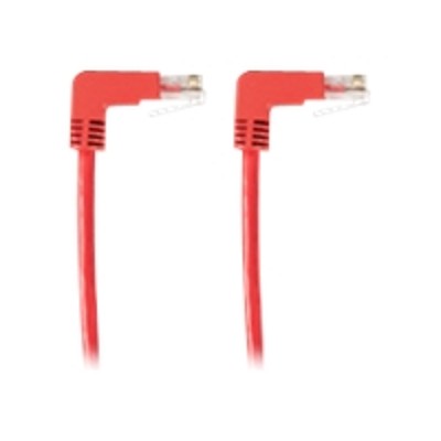 Black Box EVNSL23E 0010 90DD SpaceGAIN Down to Down Patch cable RJ 45 M to RJ 45 M 10 ft UTP CAT 5e stranded angled 90° connector red
