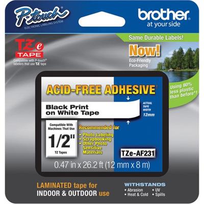 Brother TZE AF231 TZe231 Black on white Roll 0.47 in x 26.3 ft 1 roll s laminated tape for P Touch PT 1290 3600 D210 D400 D800 H110 P300 P900 P
