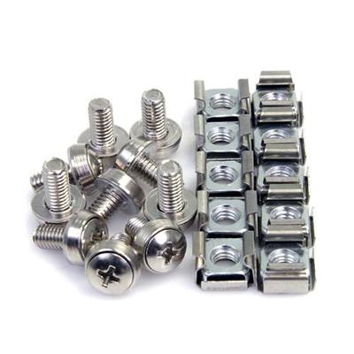 StarTech.com CABSCREWM62 100 Pkg M6 Mounting Screws and Cage Nuts for Server Rack Cabinet