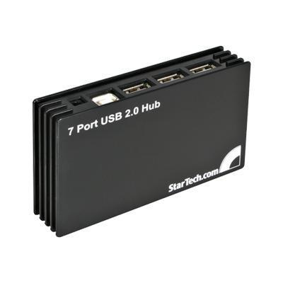 StarTech.com ST7202USB 7 Port Compact Black USB 2.0 Hub 7 Port USB Hub Portable USB 2.0 Hub Includes Optional Power Adapter