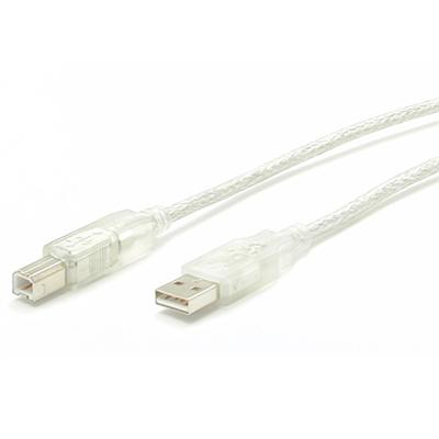 StarTech.com USBFAB6T 6 ft Clear A to B USB 2.0 Cable M M USB cable USB M to USB Type B M 6 ft transparent for P N USB120EXT USB110EXT USB204