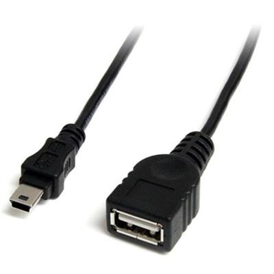 StarTech.com USBMUSBFM1 1 ft Mini USB 2.0 Cable USB A to Mini B F M USB cable USB F to mini USB Type B M USB 2.0 1 ft black