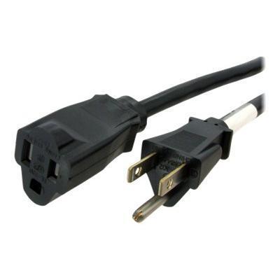 StarTech.com PAC101 12in Power Cord Extension NEMA 5 15R to NEMA 5 15P Power extension cable NEMA 5 15 F to NEMA 5 15 M 1 ft black for P N RKPW
