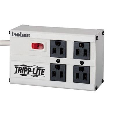TrippLite IBAR4 Isobar Ultra Surge 4 outlet 6 Cord Metal Housing 3330 Joules Surge protector AC 120 V output connectors 4 Canada United States whit