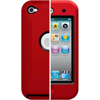 iPod Touch 4th Generation Defender Series Case - Black Plastic / Red Silicone