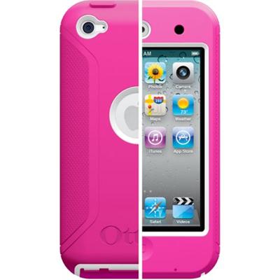 iPod Touch 4th Generation Defender Series Case - White Plastic / Hot Pink Silicone