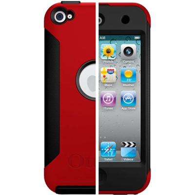 iPod Touch 4th Generation Commuter Series Case - Red Plastic / Black Silicone
