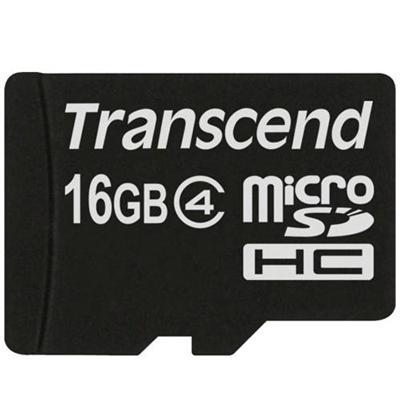 Transcend TS16GUSDHC4 Flash memory card microSDHC to SD adapter included 16 GB Class 4 microSDHC