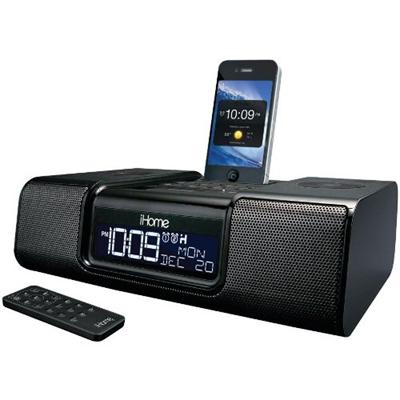 App Enhanced Stereo Dual Alarm Clock Radio for your iPhone/iPod with AM/FM Presets - Black