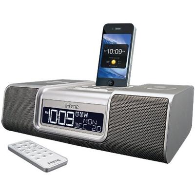 Enhanced Stereo Dual Alarm Clock Radio for Your Iphone/Ipod with Am/Fm Presets - Silver by iHome