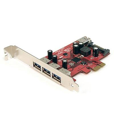 4 Port SuperSpeed USB 3.0 PCI Express Card with SATA Power - USB adapter - 4 ports
