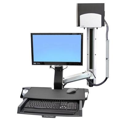 StyleView Sit-Stand Combo System with Worksurface and Medium Silver CPU Holder - mounting kit ( Lift and Pivot )