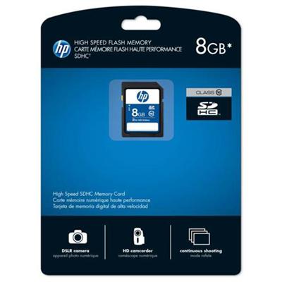 8GB HP SDHC Class 10 Flash Memory Card