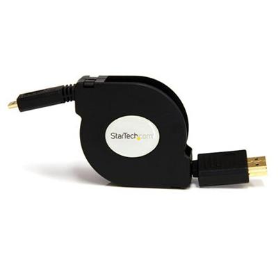 StarTech.com HDADRET4 High Speed Retractable HDMI Cable HDMI to HDMI Micro M M HDMI cable HDMI M to micro HDMI M 4 ft shielded black retract