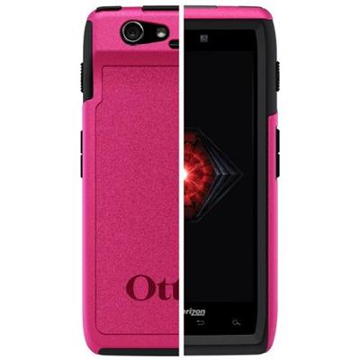 DROID RAZR by Motorola Commuter Series Case - Hot Pink Plastic / Black Silicone