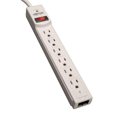 TrippLite TLP608TEL Surge Protector Power Strip 6 Outlet RJ11 8 Cord 990 Joules Surge protector 15 A AC 120 V 1.875 kW output connectors 6 gray