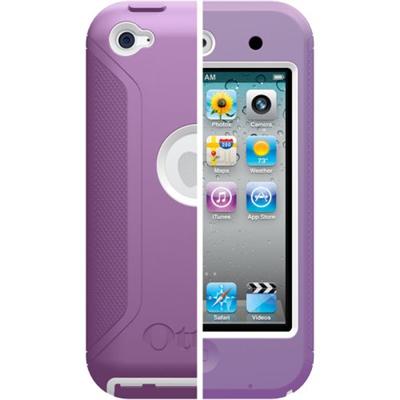iPod Touch 4th Generation Defender Series Case - White Plastic / Purple 10 Silicone