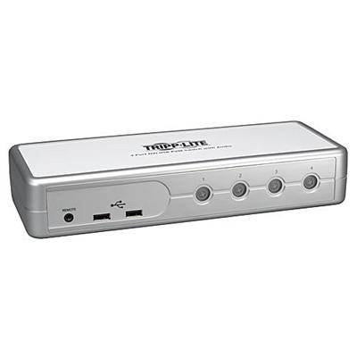 TrippLite B004 DUA4 K R 4 Port DVI USB KVM Switch w Audio and Cables