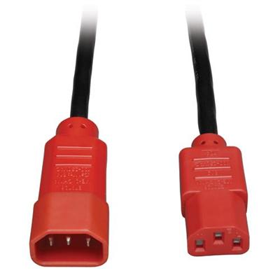 TrippLite P004 004 RD Standard Computer Power Extension Cord 10A 18AWG IEC 320 C14 to IEC 320 C13 Red Plugs 4 ft.