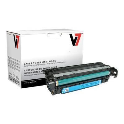 V7 THC23525 Cyan remanufactured toner cartridge equivalent to HP CE251A for HP Color LaserJet CM3530 MFP CM3530fs MFP CP3525 CP3525dn CP3525n CP35
