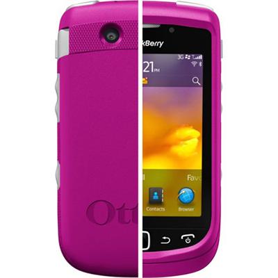 BlackBerry Torch 9800/9810 Commuter Series Strength Case - Hot Pink Plastic / White Silicone