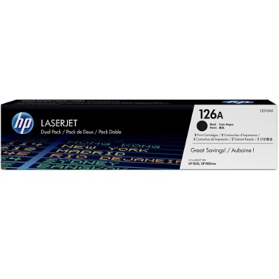HP Inc. CE310AD 126A 2 pack black original LaserJet toner cartridge CE310AD for Color LaserJet Pro CP1025 LaserJet Pro MFP M175 TopShot LaserJet