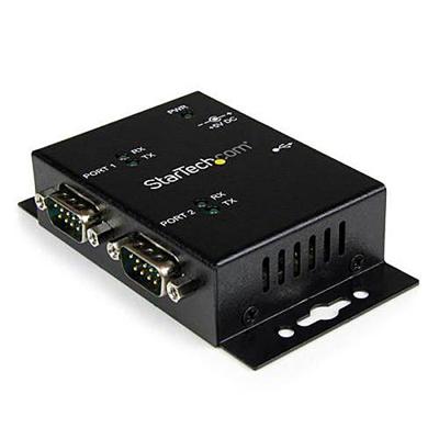 StarTech.com ICUSB2322I 2 Port Wall Mount USB to Serial Hub Adapter w DIN Rail Clips Serial adapter USB 2.0 RS 232 x 2 black