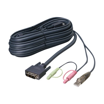 Iogear G2L7D03UI G2L7D03UI Keyboard video mouse audio cable USB mini jack DVI I M to USB Type B mini jack DVI I M 10 ft