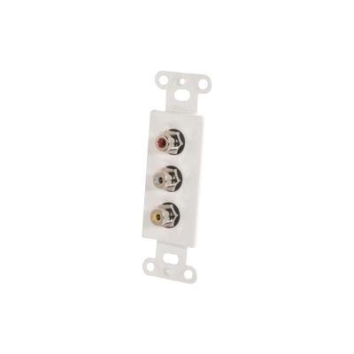 Cables To Go 41011 Composite Video and RCA Stereo Audio Pass Through Decorative Style Wall Plate White Modular insert RCA X 3 white 3 ports