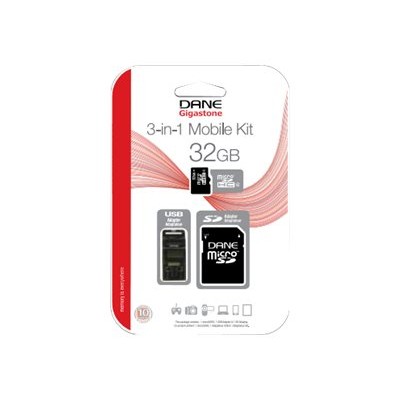 Dane Elec DA 3IN1 08G R 3 in 1 Mobile Kit Flash memory card microSDHC to SD adapter included 8 GB Class 4 microSDHC black