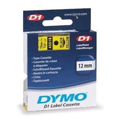 Dymo 45018 D1 Label tape self adhesive black on yellow Roll 0.5 in x 23 ft 1 roll s for LabelMANAGER LabelPOINT 100 200 300 PC Pocket