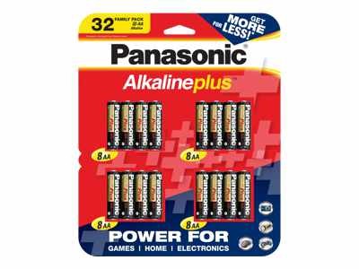 Panasonic K-kjla12/fp1 Alkaline Plus 32 Family Pack - Battery - Aa - Alkaline X 32