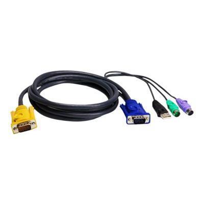 Aten Technology 2L5302UP 2L 5302UP Keyboard video mouse KVM cable USB PS 2 HD 15 M to 18 pin SPHD M 6 ft