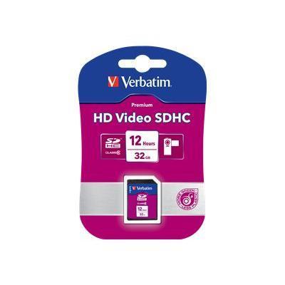 Verbatim 44032 HD Video - Flash memory card - 32 GB - Class 6 - 66x/133x - SDHC - for P/N: 97705 97706 97709 Verbatim 44032 HD Video - Flash memory card - 32 GB - Class 6 - 66x/133x - SDHC - for P/N: 97705 97706 97709