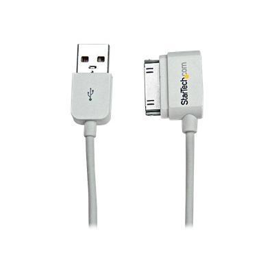 StarTech.com USB2ADC50CML 0.5m Left Angle Apple 30pin Dock to USB Cable iPhone iPad Charging data cable USB M to Apple Dock M 1.6 ft shielded wh