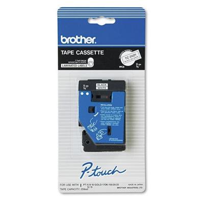 Brother TC20Z1 Laminated tape black white Roll 0.35 in 1 roll s for P Touch PT 10 PT 12 PT 12N PT 15 PT 150 PT 20 PT 25 PT 6 PT 8