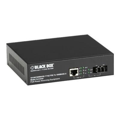 Black Box LPS500A SM 10K LC PoE PSE Gigabit Media Converter Fiber media converter Ethernet Fast Ethernet Gigabit Ethernet 10Base T 1000Base SX 100Base