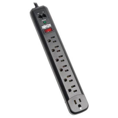 TrippLite TLP76RBTEL Surge Protector Power Strip 120V Right Angle 7 Outlet RJ11 Black Surge protector 15 A AC 120 V 1.8 kW output connectors 7 blac