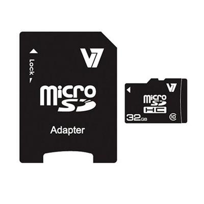 V7 VAMSDH32GCL10R-2N 32GB Micro SDHC Class 10 Flash Memory Card With Adapter V7 VAMSDH32GCL10R-2N 32GB Micro SDHC Class 10 Flash Memory Card With Adapter