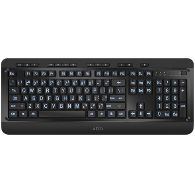 Aluratek AKB505U Large Print Tri-Color Illuminated USB Keyboard - Keyboard - USB