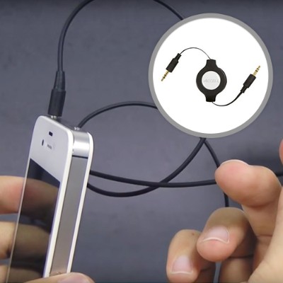 Accell L151B-004B Audio cable - stereo mini jack M to stereo mini jack M - 4 ft - black - retractable