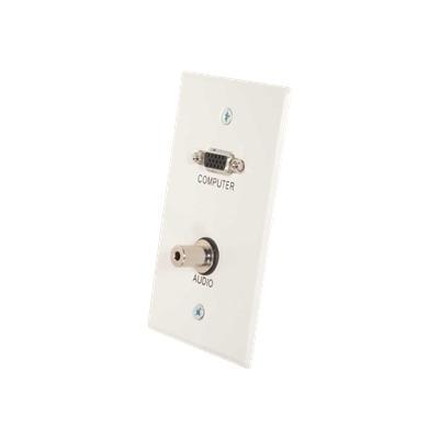 Cables To Go 41024 Single Gang HD15 VGA + 3.5mm Wall Plate - Mounting plate - RCA X 3 - white brushed aluminum - 1-gang Cables To Go 41024 Single Gang HD15 VGA + 3.5mm Wall Plate - Mounting plate - RCA X 3 - white brushed aluminum - 1-gang