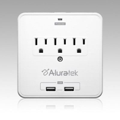 Aluratek AUCS07F Mini Surge Dual USB Charging Station with Holding Trays