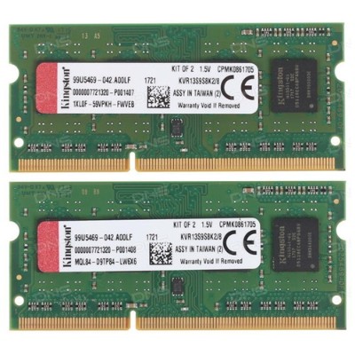 Kingston KVR13S9S8K2 8 ValueRAM DDR3 8 GB 2 x 4 GB SO DIMM 204 pin 1333 MHz PC3 10600 CL9 1.5 V unbuffered non ECC